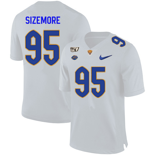 2019 Men #95 Greg Sizemore Pitt Panthers College Football Jerseys Sale-White